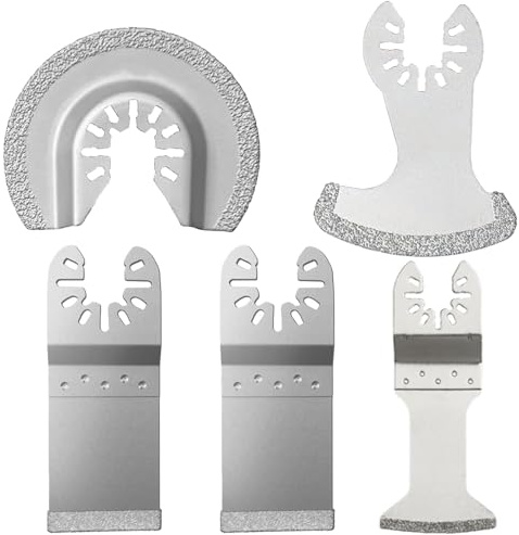 Bamyli Oszillierende Multitool Sägeblätter 5 Stück, Multifunktionswerkzeug Zubehör, Beton, Fliesenfugen Entferner Klingen kompatibel mit DeWalt Makita