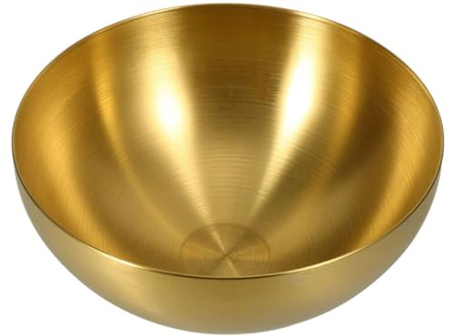 Garneck Bol para Ensaladas de Acero Inoxidable Dorado 20 CM Bol Multifuncional para Mezclar y Servir Alimentos Reutilizable y Apilable para Cocina y Uso Diario