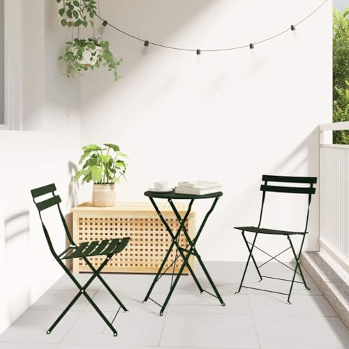 Ziaphsol Garten Klappstuhl 2er Set Grün, 42x46x82cm Stahl, wetterfest, Bequeme Terrassenstühle für Balkon und Garten, Faltbarer Outdoor Stuhl, Robustes Design