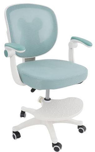 Silla de escritorio infantil, altura del asiento de 36 – 46 cm, altura regulable, silla de oficina con reposabrazos ajustables a 90°, silla de ordenador con ruedas, silla ligera, tela de malla
