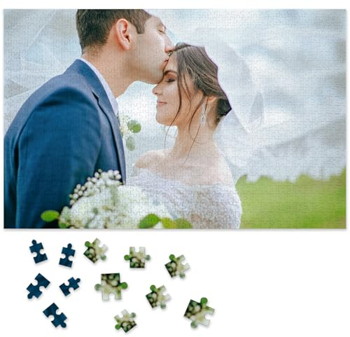 Personalised Jigsaw Puzzles for Adults 1000/500/300/200/70/35 Pieces,Wooden Custom Puzzle Frameless,Personalised Gifts for Family,Pet,Wedding,Birthday,Valentine's Day,Holiday Memory(1000 PCS)