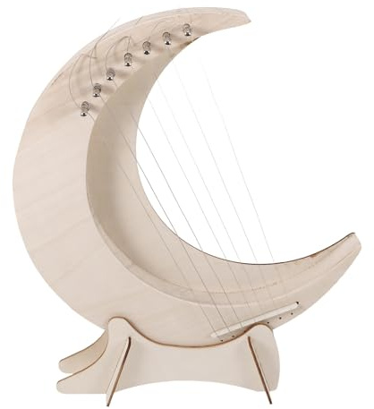 KESYOO Große Leierharfe mit 7 Saiten Mondförmiges Saiteninstrument für Anfänger Warm Klingend Kreatives Design Musikspielzeug