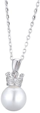 Dammodehängen, 925 sterling silverhalsband Kronpärlor 18 tums smycken