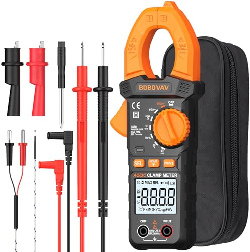 BOBOVAV Digitales Zangenmultimeter TRMS 6000 Counts, 800A AC/DC Strommessgerät mit NCV, AC/DC-Spannung, Kapazität, Temperatur, Frequenz, Widerstand, Durchgang/Diode, LCD-Hintergrundbeleuchtung &Tasche