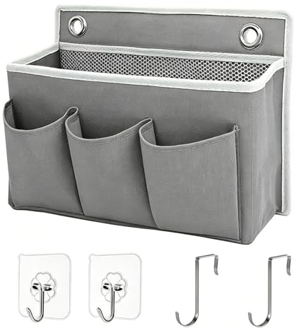 Wand Organizer Tasche Hängekörbe Mit Großer Mesh Abteilung Und 3 Taschen | Große Kapazität Hängeaufbewahrung Taschen Tür Organizer für Badezimmer Schlafzimmer Büro Wohnmobil (Grau)