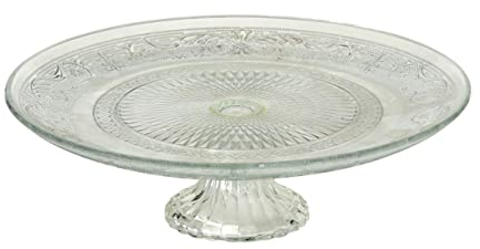 Tortenplatte Servierplatte Etagere Relief D25cm Glas klar Stückpreis