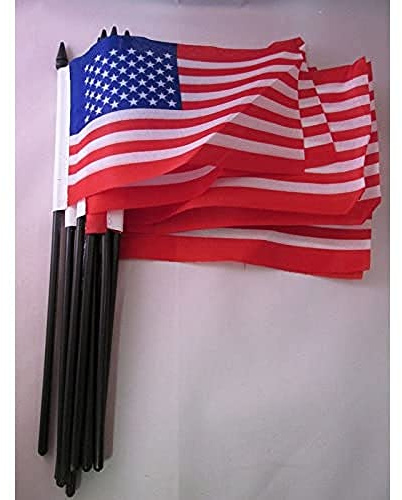 AZ FLAG Drapeau Etats-Unis 15x10cm avec HAMPE - Lot de 10 Drapeaux américain - USA 10 x 15 cm