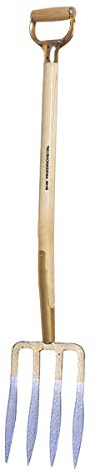 SHW 54568 Spatengabel mit 4 Lanzenzinken Stahl Geschmiedet Gehärtet mit Eschenstiel D-Griff Eisen Stiellänge 85 cm (D-Griff)