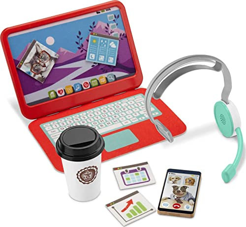 Fisher-Price My Home Office, pretend work station 8-piece play set for preschool kids ages 3 years and up