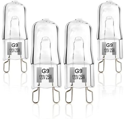 Belleone W10709921 Light Bulb Fit for Whirlpool Microwave Oven - 120V 25W Halogen Light Bulb Fit for KitchenAid Maytag Jenn-Air Over The Stove Range Microwave - Replace W10112515; 4 Pack