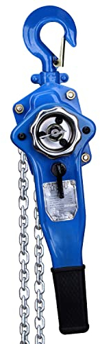 Pallit LEVER-S Hebelzug Kettenzug 750kg Flaschenzug 1,5 m Kettenlänge Seilwinde strapazierfähige Lastbreme Handseilwinde mit Freilauffunktion Blau