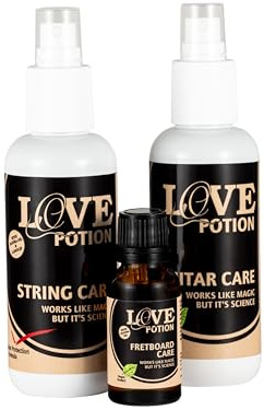 Ortega Guitars Love Potion Pack - 3-teiliges Saiteninstrumenten-Pflegeset | Für Gitarre, Griffbrett und Saiteninstrumente, OLP-SET