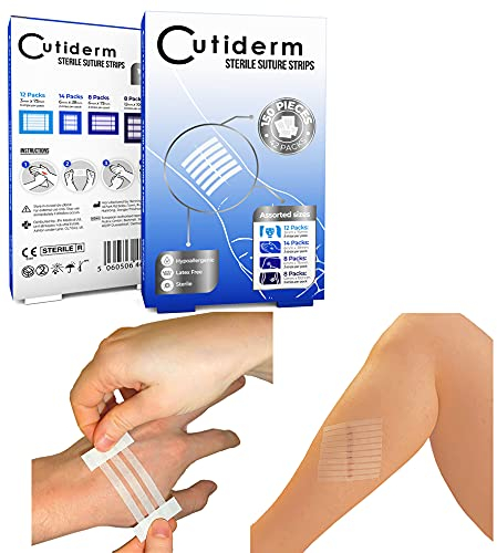 Cutiderm Wundnahtstreifen-Strips/Klammerpflaster Nahtmaterial Wundverschluss-Streifen, steril, 4 Größen, 150er
