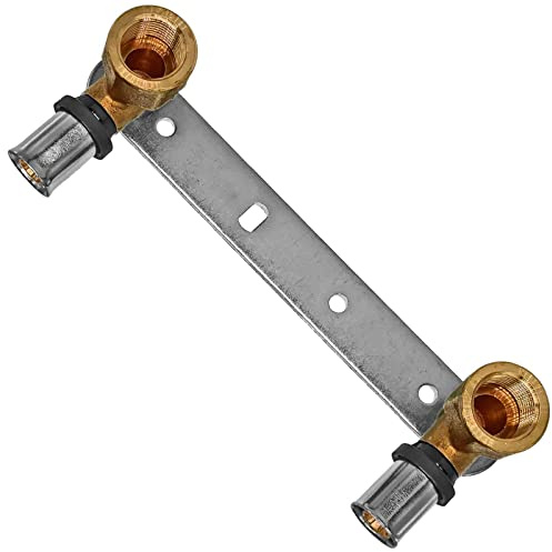 MegaHaustechnik Wandwinkel auf Montageplatte 153mm Stichmaß mit 1/2 Zoll IG Pressfitting aus Messing für Mehrschichtverbundrohr 16x2 mm Außendurchmesser x Wandstärke Trinkwasser geeignet TH U Profil