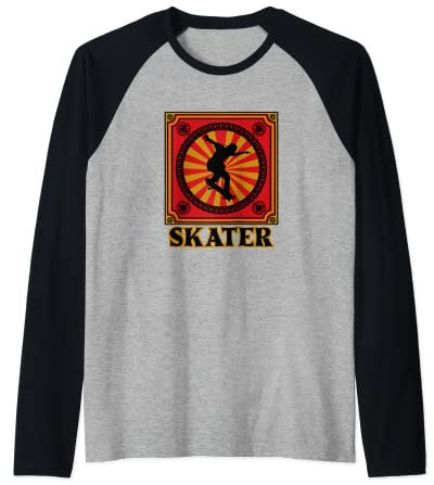 Traditional Skating Skateboard Waveboard Longboard Skater Raglan