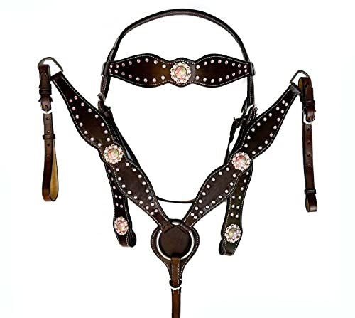Hulara Top Grain Buff Leather Western Zaumzeug und Vorderzeug Set Headstall und Vorderzeug Western Tack Set Horse Chest Collar Western Zaumzeug Set Horse Headstall und Vorderzeug