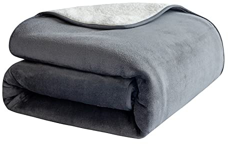 PFIMIGH wasserdichte Hundedecke, 3-lagige Flanell- und Sherpa-Tierdecke, umkehrbarer Schutzbezug für Bett, Couch, Sofa, Grau, 152x203 cm