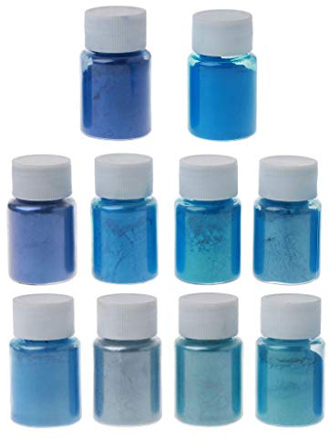 10-Farben-Meer-blaues Glimmer-Pulver-Perle-Pigment-Epoxidharz-Farbstoff-kosmetische Grade-Make-up-Seife, die Perle-Farbe-Farbstoff-Kit herstellt