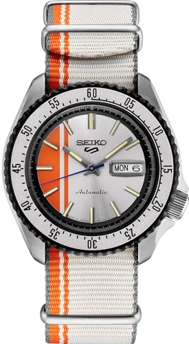 Seiko SRPK73 analog manuell automatisk slingrande klocka för män – svart urtavla silver rostfritt stål band – 5 sport 24 juveler 100 meter vattentålig djup klocka, sport, Sport