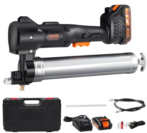 VEVOR 20V Akku Fettpresse 500g Schmierpresse 10.000PSI Arbeitsdruck Elektrische Fettpresse 125g/min Ölfördermenge inkl. 2X 2.0Ah Akkus, Φ9x990mm Schlauch und Schnellladegerät Universal Grease Gun