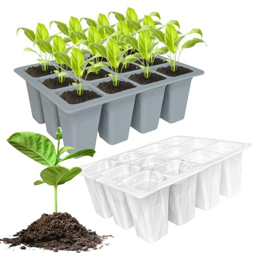 JasCherry Paquete de 2 bandejas de Semillas celulares para plántulas Reutilizables, Bandeja de Semillas de Plantas de Silicona, Taza de germinación para propagación de Plantas