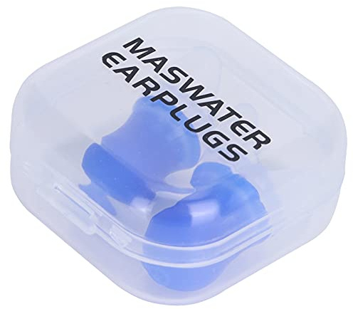 2 Stück Wasserdichte Silikon-Ohrstöpsel Zum Schwimmen und Fliegen, Blau, Geräuschreduzierung, mit L+Box (Blaue große +PP-Box)
