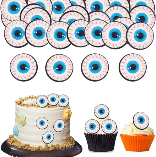 GoldRock Augapfel Essbare Tortendeko Halloween, Horror Deko Torte Augen Esspapier Kuchendeko, Geburtstag Deko Muffin Cupcake, Zuckeraugen Kuchen Deko