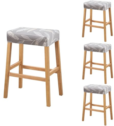 Lussenwert Stool Covers Rectangular Set of 4, Stretch Printed Vanity Stool Covers Washable Saddle Bar Stool Slipcover Bench Seat Protector with Elastic Bands Pattern of 9