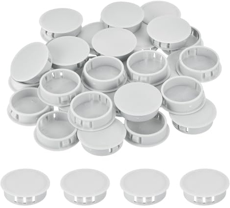 sourcing map 32PCS 35mm(1 3/8) Light Gray Plastic Hole Plugs | Flush Type Panel Hole Plugs,Insert End Caps,for Locking Hole Tubes Furniture Cabinet