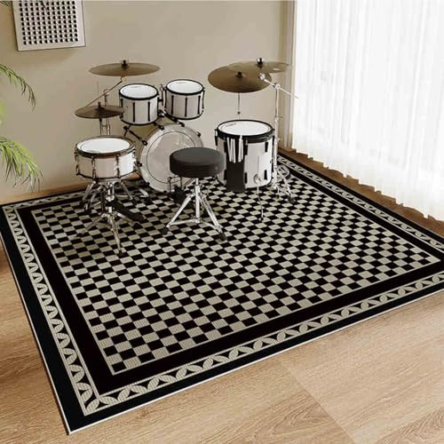 JaevKwzy Schallschutzmatte Drum-Teppich Schlagzeugteppich Schallschutz Teppich rutschfeste Trommelmatte für E Drum Elektronisch Schlagzeug Snare Drum Rug Schalldicht Teppiche 120 x 90 cm