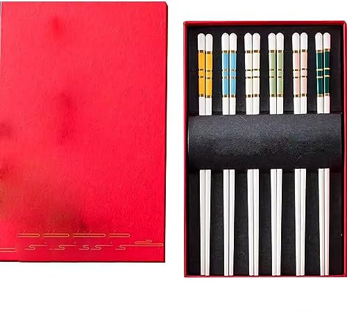 CSSQCSSUANB Palillos, Palillos Chinos Chopsticks Reusable Chopsticks Disposable Chopsticks Reusable Ceramic Non-Slip Chopsticks Bone China Chopsticks Gift Box Set,A(A)