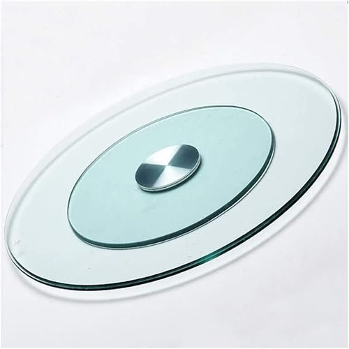 Tocadiscos giratorios de vidrio para cocina, mesa de comedor, plato de servir de vidrio templado, bandeja giratoria transparente de 80 cm