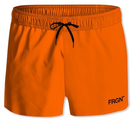Freegun Maillot de Bain Garçon Séchage Rapide, Short de Bain Enfant, Filet intérieur et Poches Latérales, Taille 12/14 Ans - Orange Vif