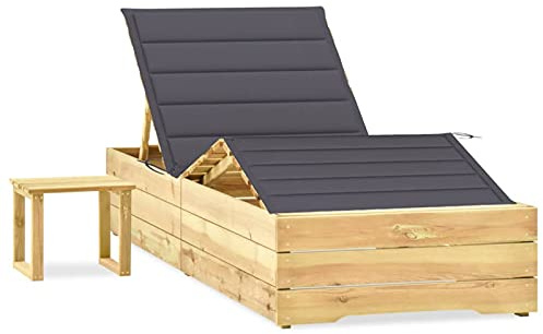 Xichuzi Garten-Sonnenliege mit Tisch und Auflage Kiefer Imprägniert, Gartenliege, Liegestuhl, Sonnenstuhl, Sonneninsel Outdoor, Liegen, Gartenmöbel, Bäderliege, Relaxliege - 3065954