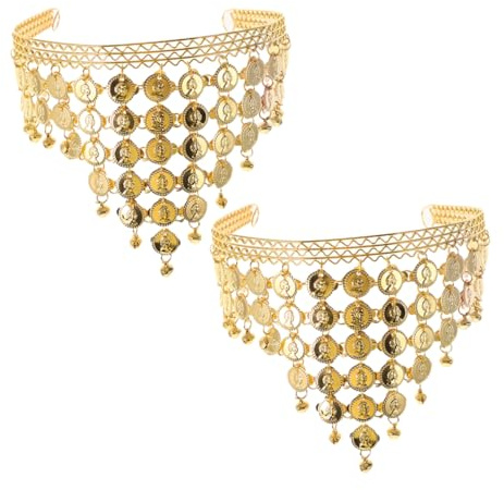 minkissy Bijoux De Tête Bohèmes Dorés 2 Pièces Taille Unique Ornement Pour Cheveux Bohème Danseuse Du Ventre Femmes Et Filles Accessoires Danse Orientale Pour Spectacles Et Fêtes