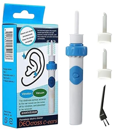 Kit de Eliminación de Cera de Oídos - Aspirador Eléctrico Portátil para Cera del Oído con Succión,Herramienta de Limpieza con 2 Cabezales de Recambio para Niños, Familia y Viaje