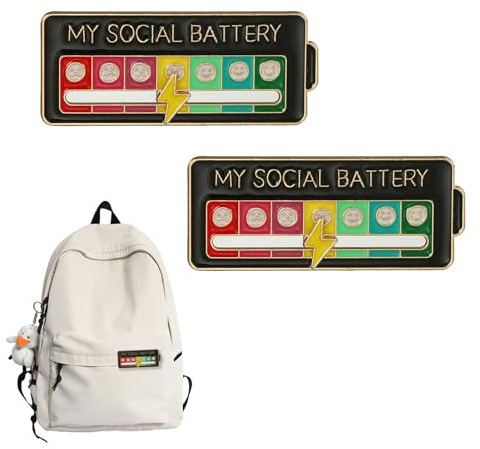 Soziale Brosche Pin für 7 Tage Battery - Lustig für Rucksäcke, Jacken und Hüte