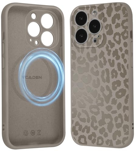 Saqmkil Mobiltelefonskal magnetiskt för iPhone 14 Pro 6,1 tum fodral, estetiskt mönster, leopard och flickfodral kompatibelt med MagSafe, mjuk flytande silikon, TPU-stötsäker, reptåligt skyddshölje