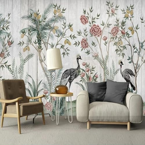 CHUNYAGOK Carta da parati 3D con fiori pastorali e uccelli, foto carta da parati studio camera da letto soggiorno decorazione della casa