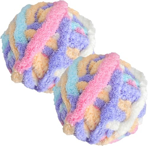 XRVRILE Tjock ull för handstickning och virkning – Chunky Yarn chenille-ull, 500 g garn för filtar, väskor och husdjurssängar – mjuk, fluffig och miljövänlig (20 mm tjock)