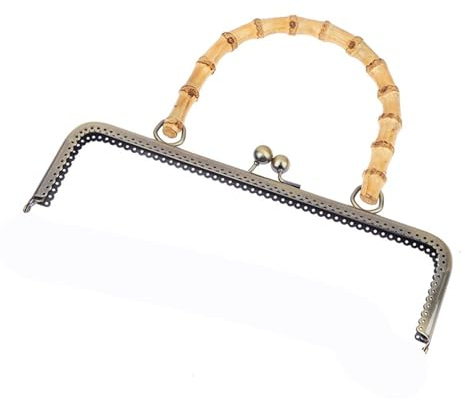 Chiusura Borsa Uncinetto Borsa a tracolla in metallo stile vintage, con chiusura a bacio, manico in bambù, fermagli for gioielli, elementi di fissaggio for cucire, forniture for borse(25cm light)