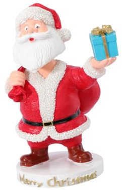 NOLITOY Poupée de Noël Père Noël à Tête Tremblante en Résine Décoration Intérieure Voiture Tableau de Bord Mini-Décoration Festive pour Bureau et Voiture Modèle Stable et Solide