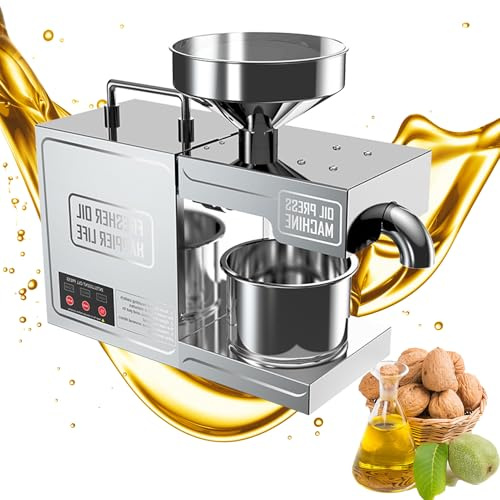 LoJax 820w Máquina Prensadora De Aceite, Molinillo Comercial De Semillas Y Frutos Secos, Prensa Automática De Acero Inoxidable En Frío Y En Caliente, Extractor De Aceite, para Granos