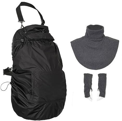 Hoppediz Housse polaire 3 en 1, housse de transport universelle chaude pour porte-bébé et écharpe avec housse de pluie, col écharpe et chauffe-mains, anthracite, 1 unité