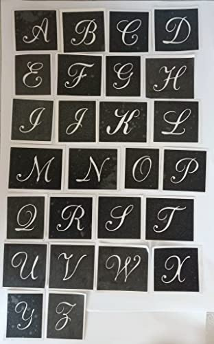 Piccoli stencil con lettere maiuscole dell'alfabeto per incisione su vetro A-Z - 26 lettere