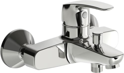 Hansa 45112183 Badewanne Armatur Mischbatterie für Wandaufbau HANSAPINTO | automatische Rückstellung Brause/Wanne, Luftsprudler|20/19l/min, Ausladung: 166mm