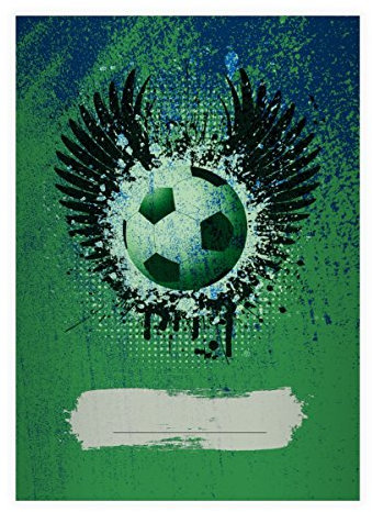 Kartenkaufrausch 4 Coole Grunge Fußball DIN A4 Schulhefte, Rechenhefte mit Sieger Schwingen in grün Lineatur 28 (Kariertes Heft)