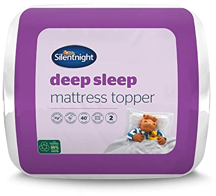 Silentnight Deep Sleep Mattress Topper Double Bed - Soft Supportive Comfortable Durable Bed Topper with Easy Fit Elasticated Straps - Hypoallergenic and Machine Washable - Double - 190x135cm