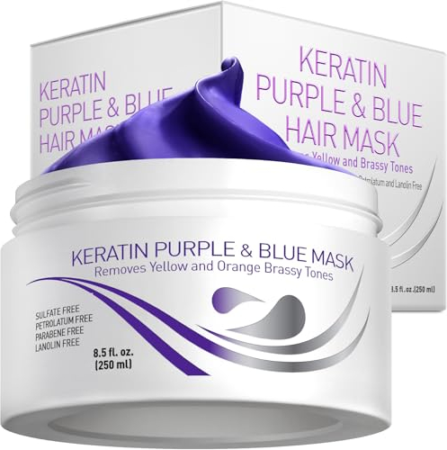 VITAMINS Hair Cosmetics Purple Hair Mask for Brassy Hairstyle - Deep Conditioner Treatment - Blue Toner for Blonde Hair - Keratin & Argan Oil, Sulfate Free Purple Toner - 250 Ml