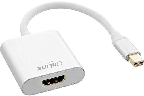 InLine® Mini DisplayPort - Cable Adaptador HDMI de Aluminio con Audio, 4 K/60 Hz, Color Blanco, 0,15 m